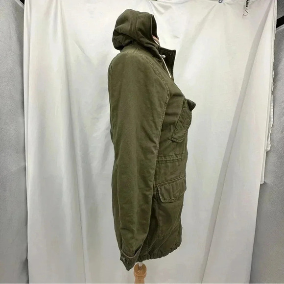 Abercrombie and Fitch Womens Sharpa Coat XS Green Lined Hooded Pockets - Picture 2 of 12